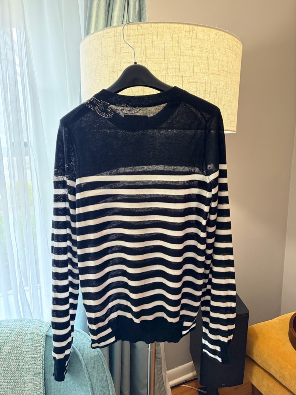 Zadig&Voltaire Black & White Striped Sweater with Chain Accent - Picture 2 of 4
